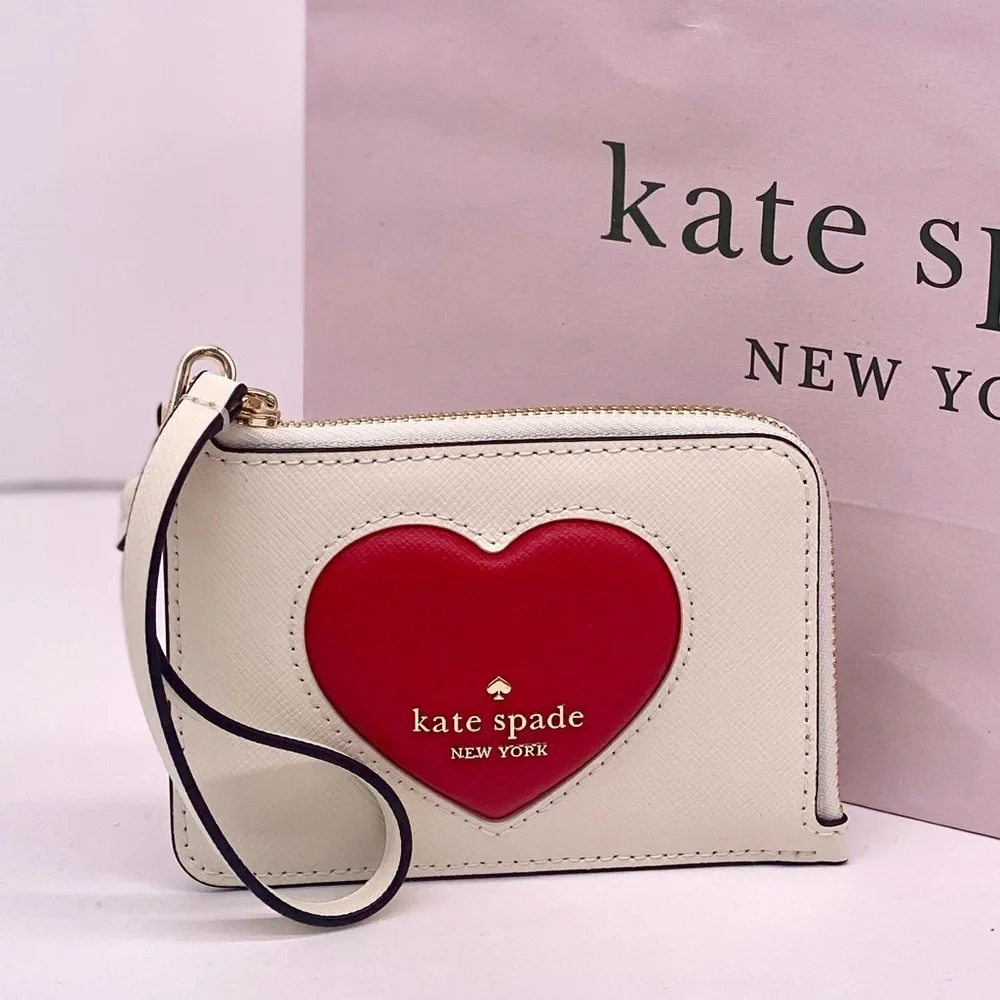 Kate Spade Madison Puffy Heart Small Card Holder Wristlet Wallet